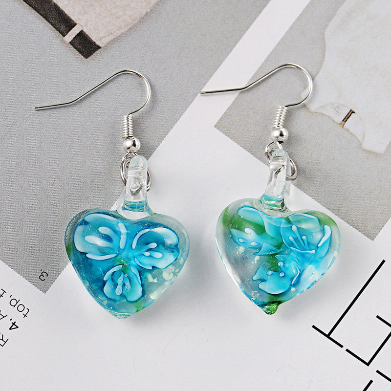 Bohemian Creative Luminous Ethnic Jewelry Earrings Flower Pattern Heart Dangle Earring for Women