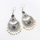 Ethnic Crescent Drop Earring Fashion Hollow Earrings Retro Long Alloy Leaf Earrings