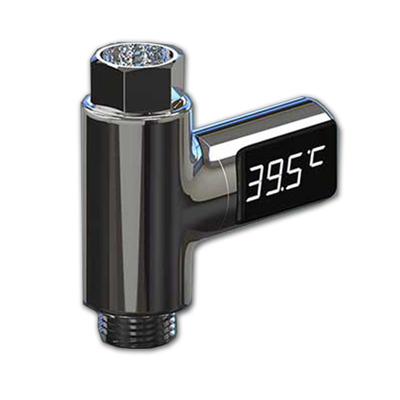 Loskii LW-101 LED Display Home Water Shower Thermometer Flow Self-Generating Electricity Water Temperture Mete