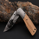 LAOTIE 160mm Folding Knife Wooden Handle EDC Tactical Multifunctional Tools Portable Hiking Knife