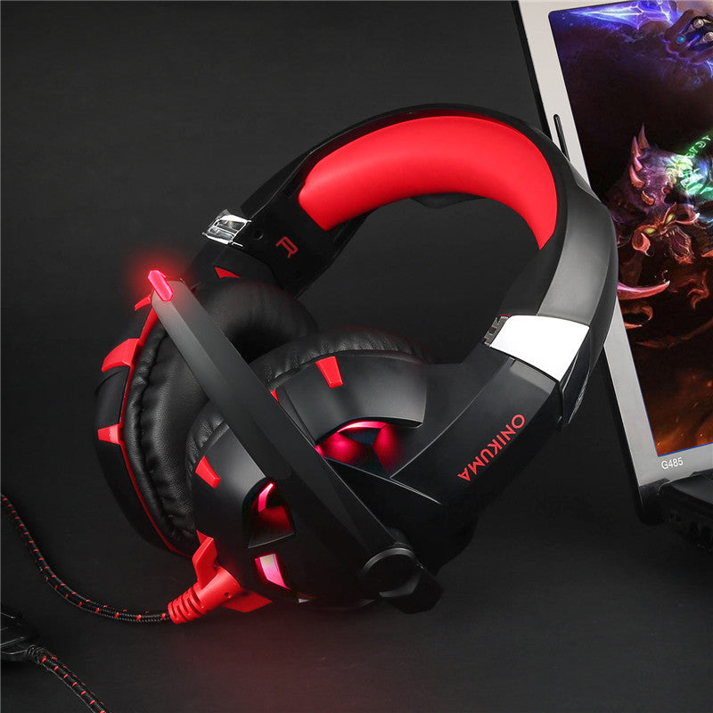 K2 3.5mm Gaming LED Light Headphone USB 7.1 Stereo Surround Sound Computer Headset Headband with Mic