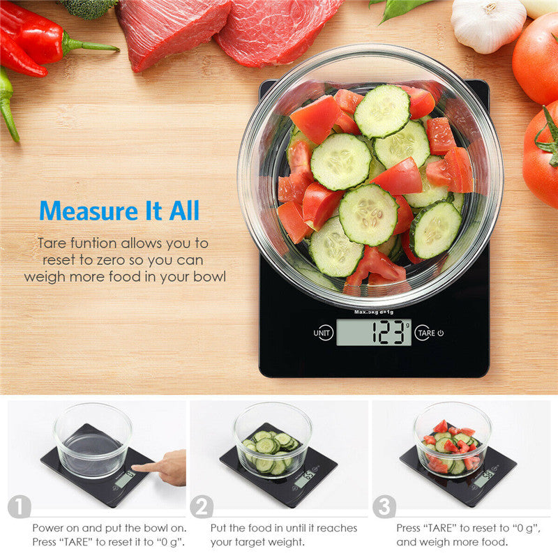 1g-5kg LCD Digital Electronic Balance Jewelry Kitchen Food Weight Gram Scale