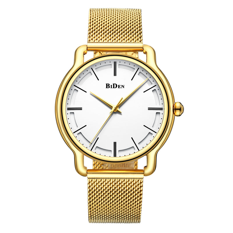 BIDEN 0114 Waterproof Business Style Men Wrist Watch Stainless Steel Band Quartz Watch