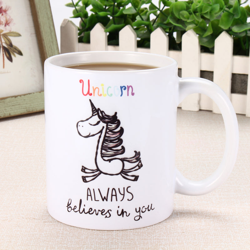 350ml Funny Novelty Unicorn Ceramic Coffee Mug Always Believes In You Home Office Cup