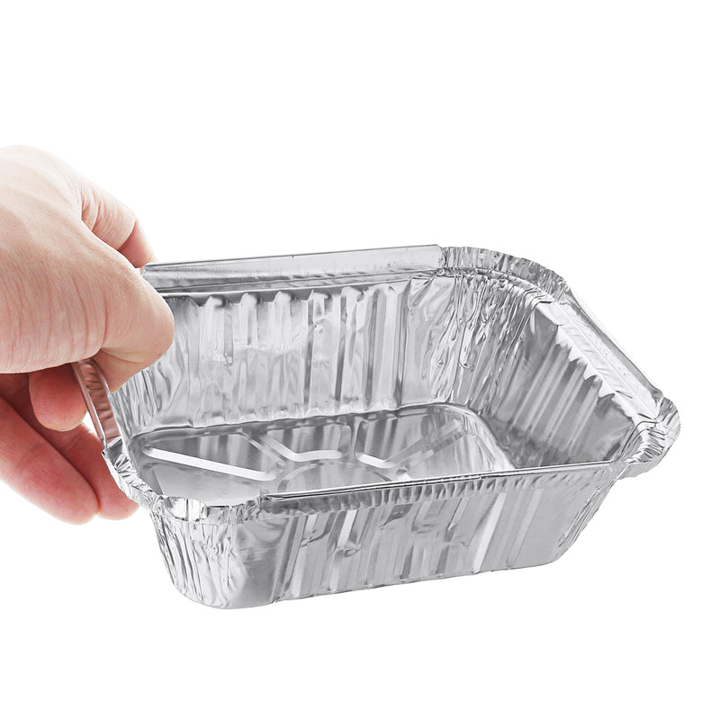 50PCS Aluminum Foil Trays BBQ Disposable BBQ Mat Food Container Baking Pan With Lids