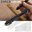Mini Hand Drill and 30pcs 0.5mm-3mm Twist Drill Bit Model Craft Tools Rotary Tool