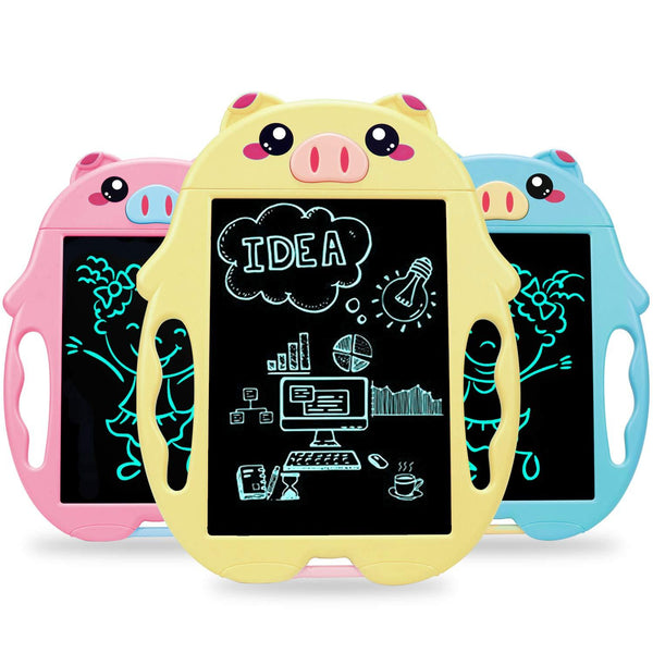 9-inch Smart Children Cartoon Pig LCD Writing Tablet Electronic Drawing Board Children's Smart Handwriting Draft Pad for Kids Adults for Home School Office 966801