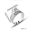 Luxury Geometric Square Diamond Couple Rings High-grade Zircon Ring