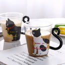 Cat Glass Cartoon Children's Cup Creative Handle Coffee Cup Single-layer Transparent Juice Drink Cup