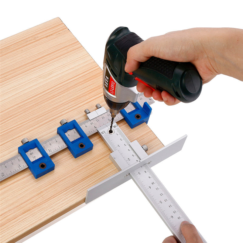Aluminum Woodworking Tool Drawer CM/Inch Position Cabinet Hardware Jig Guide With 3pcs Drill