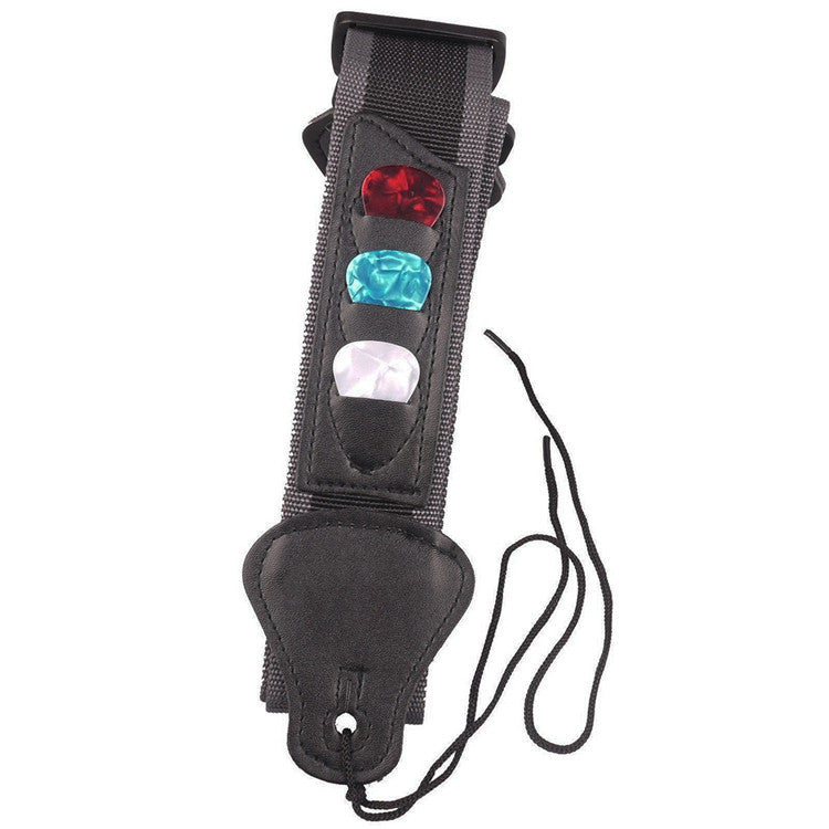 Nylon Guitar Strap with Three Pick Holder Strap with for Electric Acoustic Bass Guitar