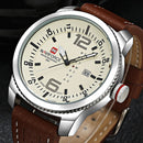 NAVIFORCE 9063 Simple Design Men Wrist Watch Date Display Leather Strap Quartz Watches