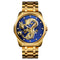 SKMEI 9193 Luxury Chinese Dragon Pattern Golden Waterproof Men Watch Quartz Watch