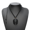 Natural Black Obsidian Kwan-yin Pendant Charm Necklace Lucky Jewelry Collocation Clothing