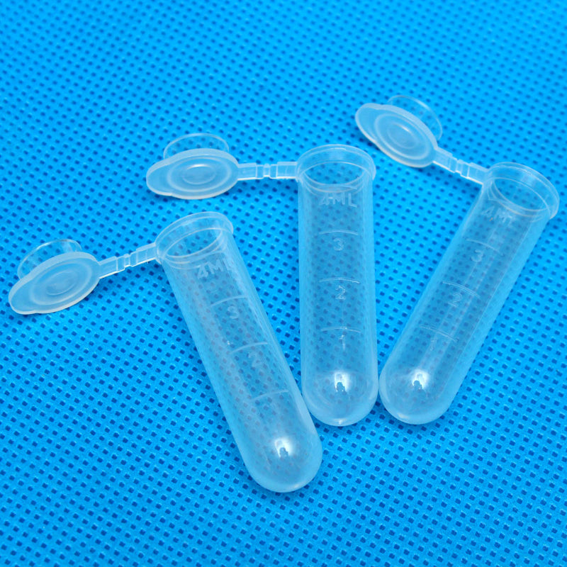 50pcs 5mL Disposable Graduated Clear Plastic Centrifuge Test Tube Vial Round Bottom Snap Cap