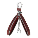 Key Case Genuine Leather Car Smart Key Chain Holder Metal Hook and Keyring Zipper Bag