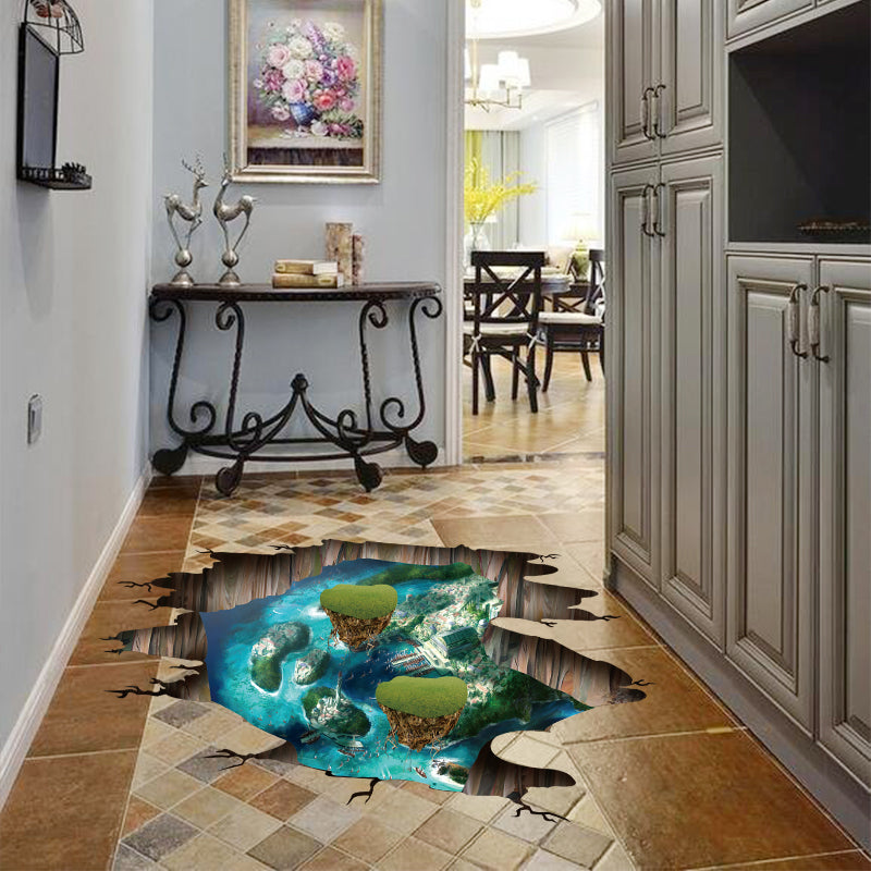 Miico Creative 3D Dream Float Sea Island Broken Wall Removable Home Room Decorative Decor Sticker