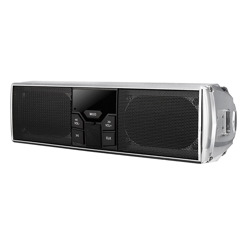 Waterproof Motorcycle MP3 USB FM Audio Radio Stereo LED Speaker with bluetooth Function Electric Scooter Bike Universal Silver