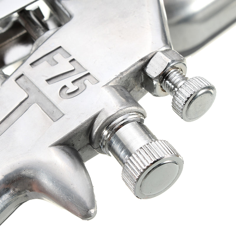 400ML Suction Feed Paint Gravity Spray Sprayer 1/4" Air Hose Fitting Heavy Duty Gravity Feed Dual Action Spray G un Kit Nail Tool (Color: Silver)