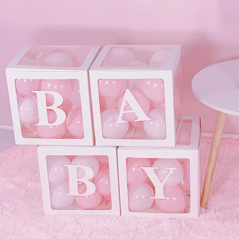 4Pcs DIY Transparent Balloon Box For Boy Girl Baby Shower Wedding Birthday Decorations
