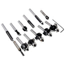 Drillpro 12pcs 8mm  Shank Tungsten Carbide Router Bit Set With Wooden Case Woodworking Cutter
