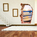 Miico Creative 3D Sea Sunset Broken Wall Removable Home Room Decorative Wall Door Decor Sticker