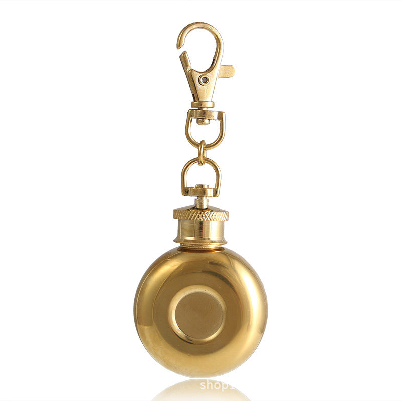 1oz 28ml Mini Stainless Steel Round Hip Flask With Keychain Liquor Alcohol Whiskey W-ine Pot