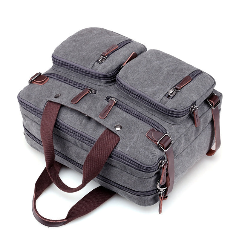 4 Styles Canvas Convertible Backpack Briefcase Multi-Pocket Laptop Bag Messenger Shoulder Bag