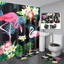 3 PCS Bathroom Carpet Set Toilet Cover Shower Curtain Sets Polyester Fabric