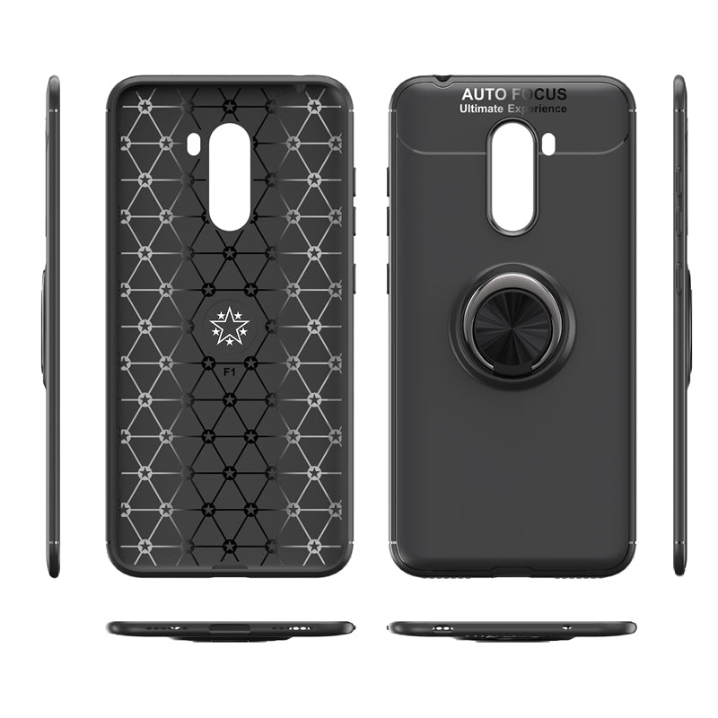 Bakeey Shockproof Thin Back Cover Protective Case with Finger Ring Holder for Xiaomi Pocophone F1