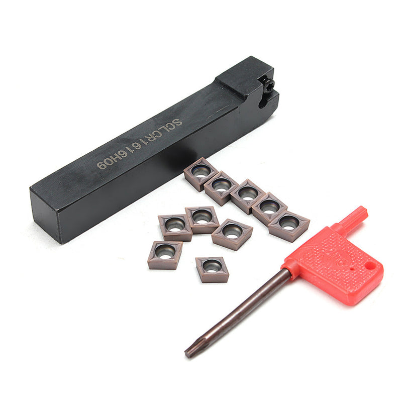SCLCR1616H09 Lathe Turning Tool Holder with 10pcs CCMT09T304 VP15TF CCMT32.51 Carbide Inserts