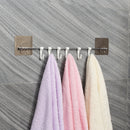 6 Hook Vacuum Sticker Stainless Steel Towel Holder Rack Bathroom Non-marking Wall MECO