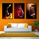 Miico Hand Painted Three Combination Decorative Paintings Red W-ine Glass Wall Art For Home Decoration