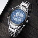 STRYVE S8019 Men Luminoud Display Alarm Clock Chronograph Sport Steel Strap Dual Display Digital Watch