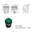 Wendao R13-507 125V 6A 16mm No Lock Self-reset Switch Push Button OFF/ON 10pcs