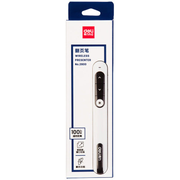 Deli 2800 Page Laser Pointer Page Turning Pen Multimedia Teaching Remote Control Pen PPT Page Turning Instructor Pointer Projection Electronic Pen