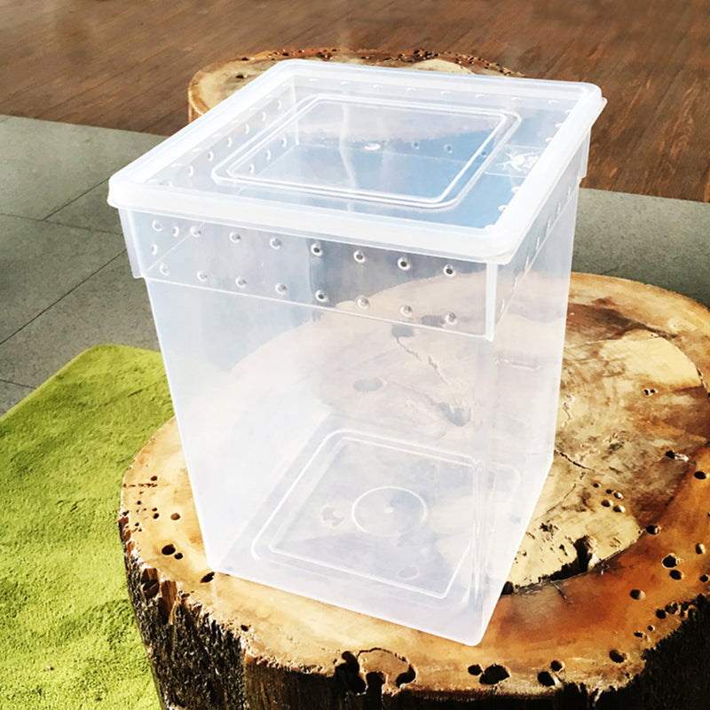 Transparent Plastic Display Box Insect Reptile Breeding Feeding Tub Turtle Tank 20*20*25