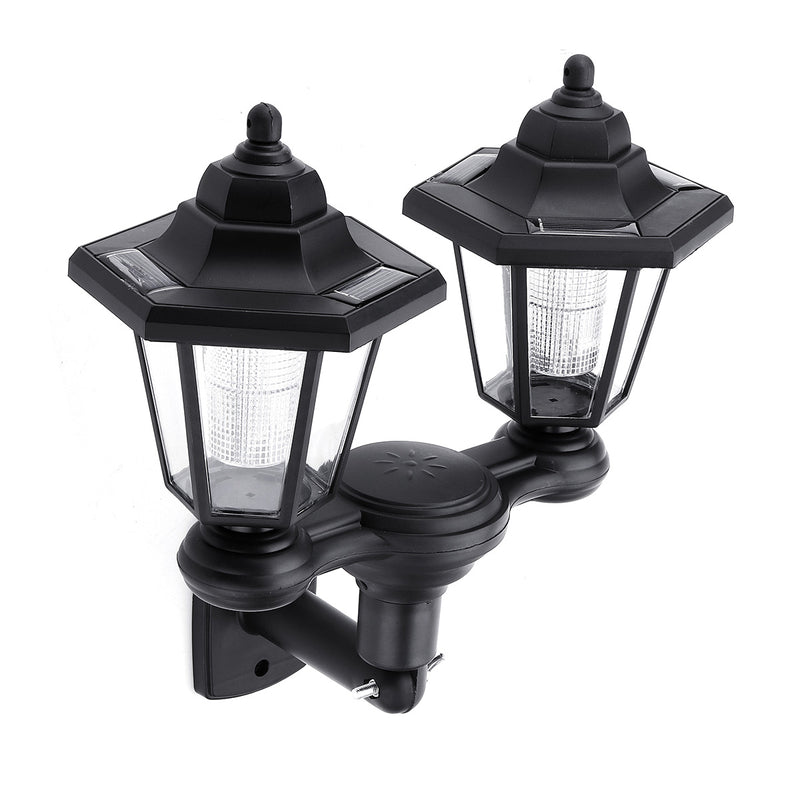 Solar Power LED Hexagon Wall Light Dusk-to-Dawn Sensor Outdoor Yard Lantern Lamp