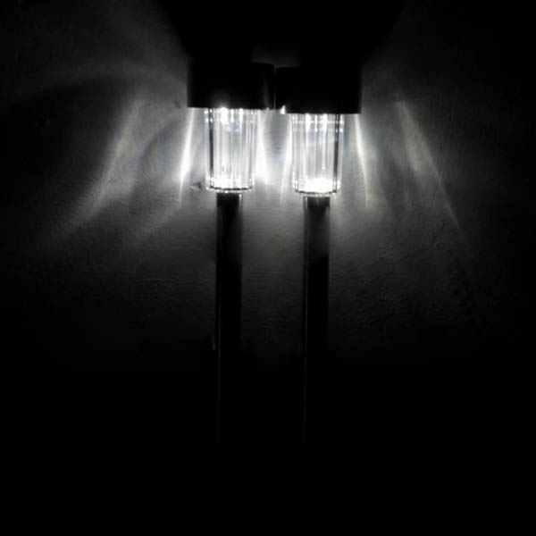 Garden Solar Power White LED Lamp Stainless Steel Waterproof Lawn Yard Light