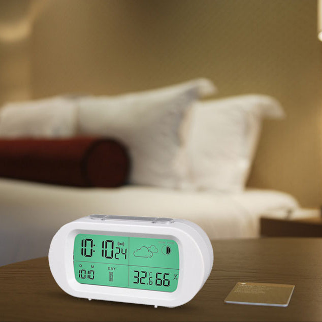 Loskii HC-102 Digital Time Thermometer Date Weather Display Snooze Mode Alarm Clock with LCD Screen