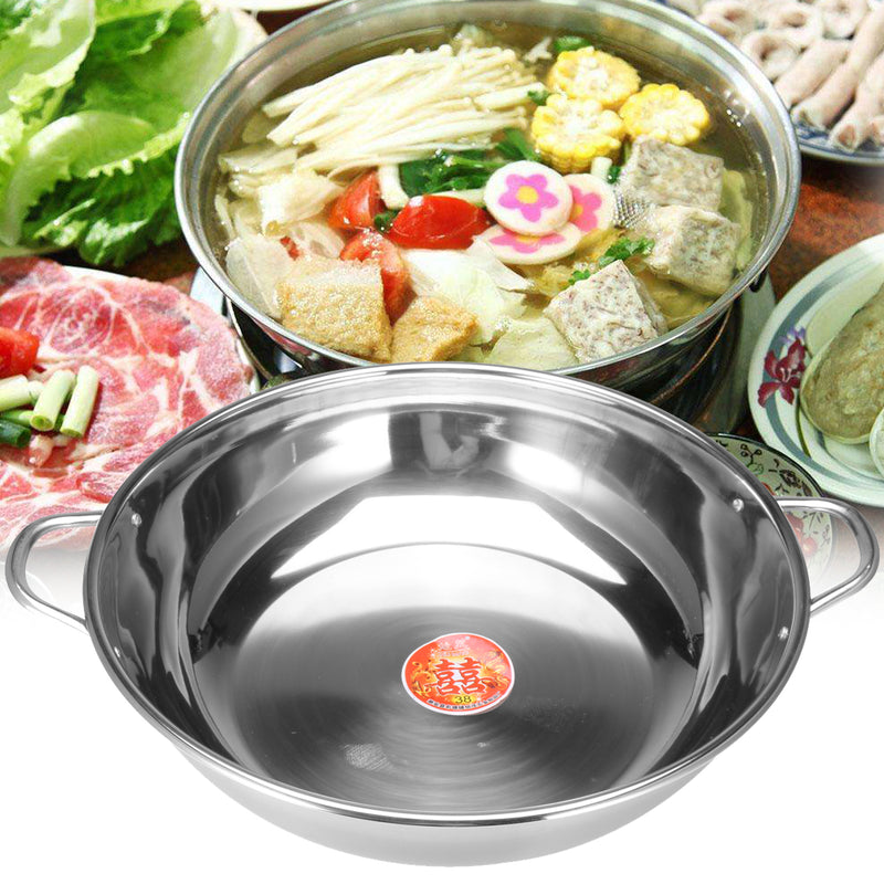38cm Stainless Steel Twin Double Hot Pot Cookware Shabu Induction Compatible