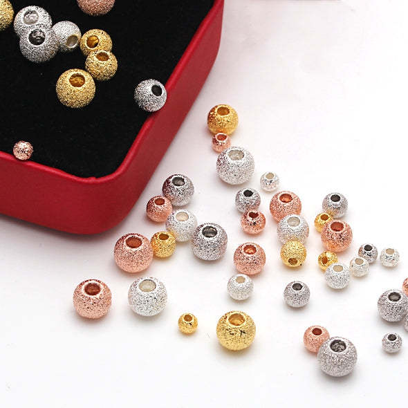 s925 5pcs Sterling Silver Loose Beads Bracelet Round Handmade DIY Jewelry