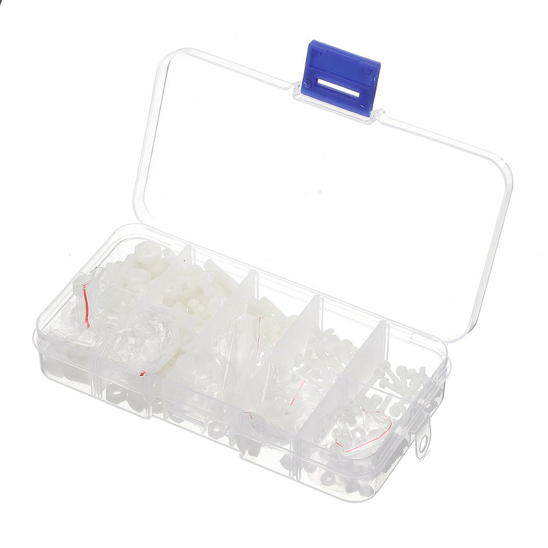 Suleve MXNP2 270Pcs White/Black M2-M5 Plastic Nylon Phillips Screw Round Head Hex Nut Assortment Kits