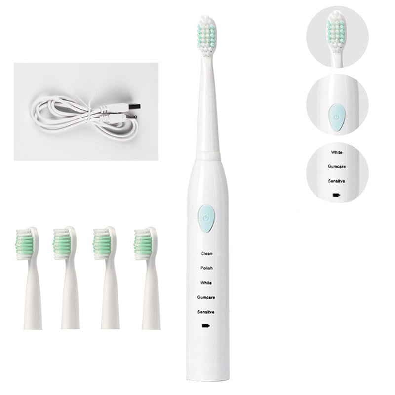 USB Rechargeable Toothbrush 5 Brush Modes Sonic Electric Toothbrush Soft Fursoft IPX7 Waterproof