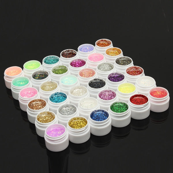 1 Pot 36 Colors Glitter UV Gel Builder Nail Art Polish