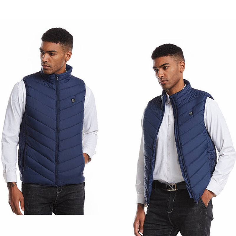 Electric USB Heatiing Warm Hooded Jacket Winter Heated Back + Abdomen + Neck Vest 3 Temperature Control