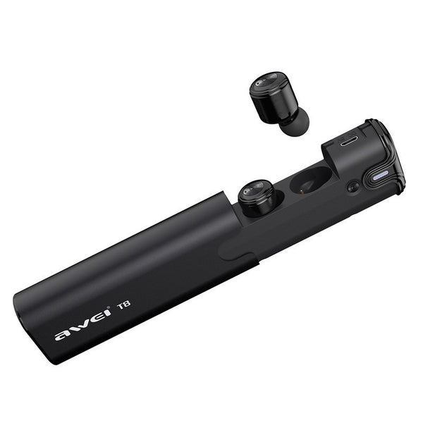 [True Wireless] Awei T8 Double bluetooth Earphone 3D Stereo Headphones with Charging Box Power Bank