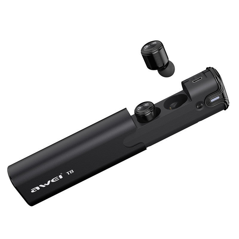 [True Wireless] Awei T8 Double bluetooth Earphone 3D Stereo Headphones with Charging Box Power Bank