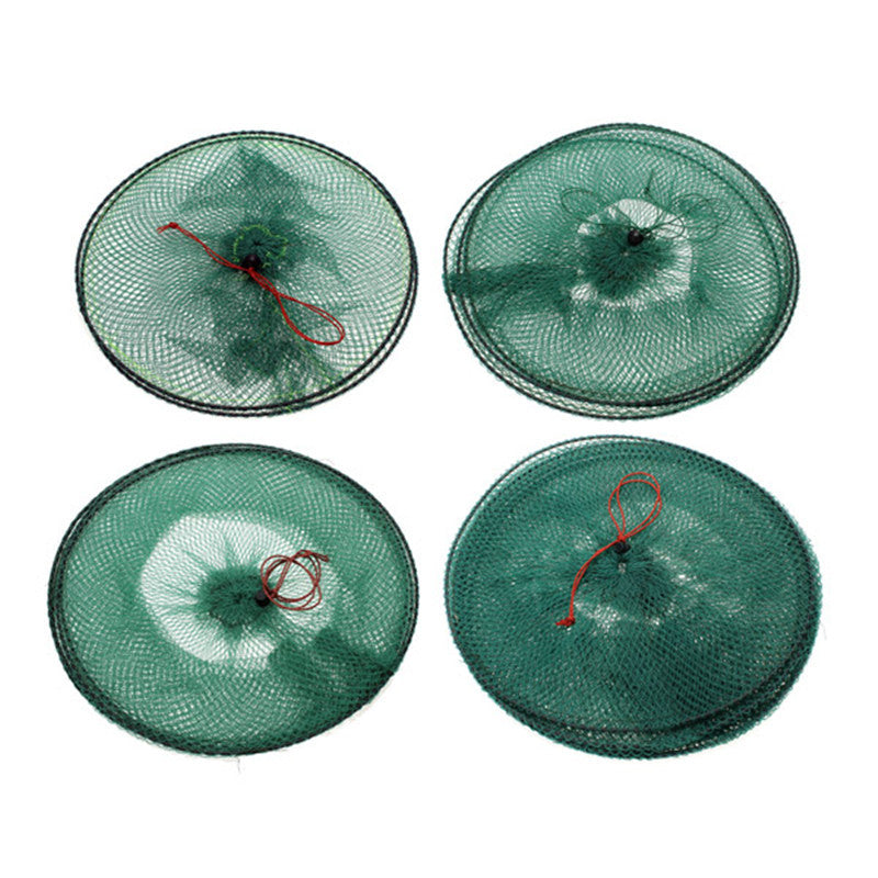 Folding Round Metal Frame Nylon Mesh Crab Fish Fishing Landing Net-Green Fishing Net