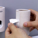 Ecoco Automatic Toothpaste Dispenser Dust-proof Toothbrush Holder Wall Mount Stand Bathroom Accessories Set Toothpaste Squeezer
